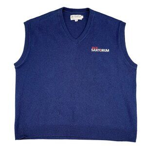 VTG Bemidji Pennsylvania Senator Rick Santorum Blue V-Neck Sweater Vest Sz XL